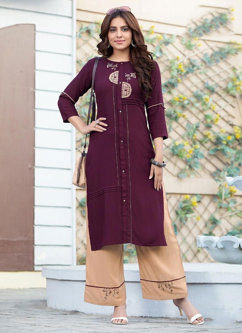 Ginni New Designer Rayon With Embriodery Work Kurti With Bottom Collection 1001-1007